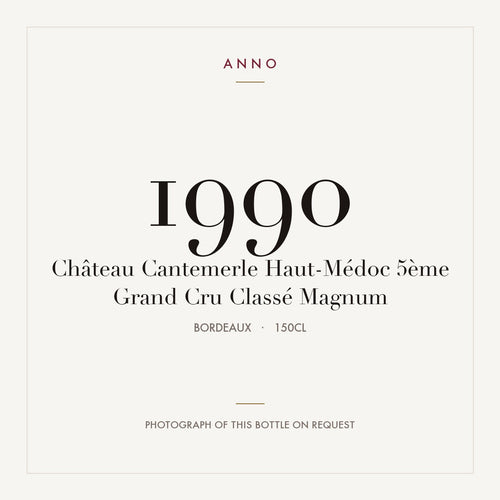 Chateau Cantemerle Haut-Medoc 1990 AOC 1,5l — ANNO-jaargangkaart; foto van de echte fles op aanvraag