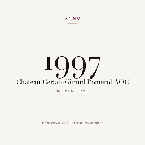 Chateau Certan-Giraud Pomerol 1997 AOC 0,75l from Bordeaux — ANNO vintage card; photograph of the actual bottle available on request