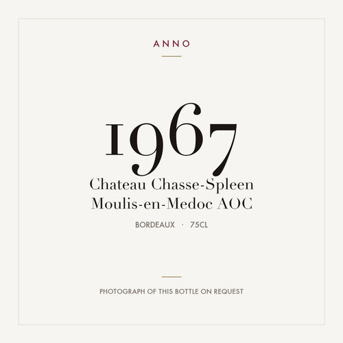 Chateau Chasse-Spleen Moulis-en-Medoc 1967 AOC 0,75l from Bordeaux — ANNO vintage card; photograph of the actual bottle available on request