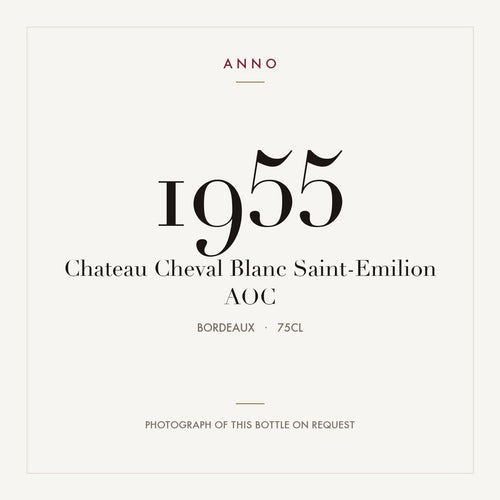 Chateau Cheval Blanc Saint-Emilion 1955 AOC 0,75l from Bordeaux — ANNO vintage card; photograph of the actual bottle available on request