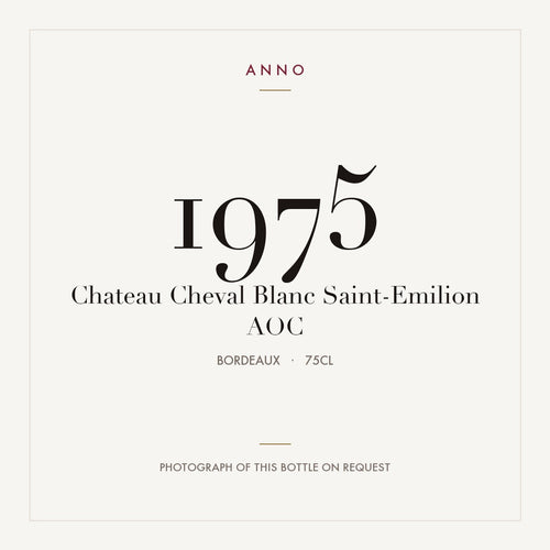 Chateau Cheval Blanc Saint-Emilion 1975 AOC 0,75l from Bordeaux — ANNO vintage card; photograph of the actual bottle available on request