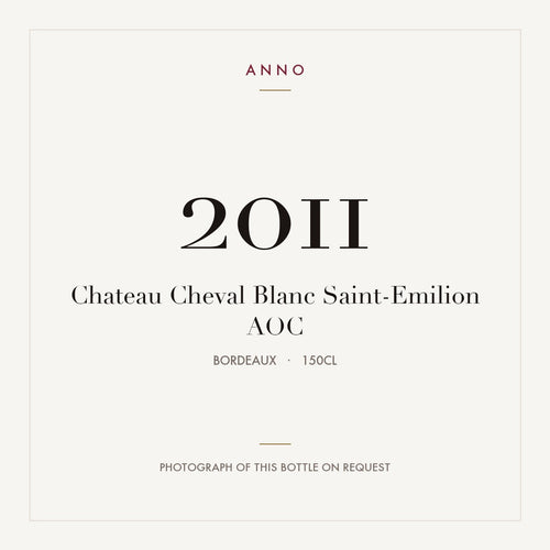 Chateau Cheval Blanc Saint-Emilion 2011 AOC 1,5l, Burdeos — tarjeta de añada ANNO; foto de la botella real disponible bajo petición