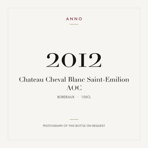 Chateau Cheval Blanc Saint-Emilion 2012 AOC 1,5l, Bordeaux — card dell'annata ANNO; foto della bottiglia reale disponibile su richiesta
