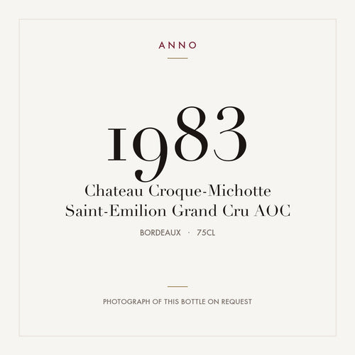 Chateau Croque-Michotte Saint-Emilion Grand Cru 1983 AOC 0,75l from Bordeaux — ANNO vintage card; photograph of the actual bottle available on request