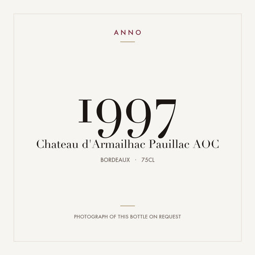 Chateau d'Armailhac Pauillac 1997 AOC 0,75l from Bordeaux — ANNO vintage card; photograph of the actual bottle available on request