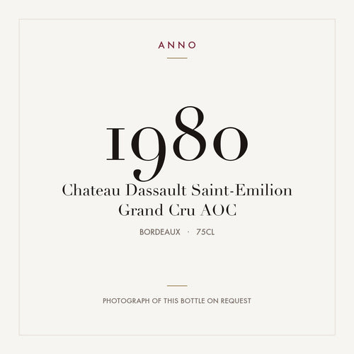 Chateau Dassault Saint-Emilion Grand Cru 1980 AOC 0,75l from Bordeaux — ANNO vintage card; photograph of the actual bottle available on request