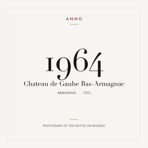 Chateau de Gaube Bas-Armagnac 1964 0,75l from Armagnac — ANNO vintage card; photograph of the actual bottle available on request