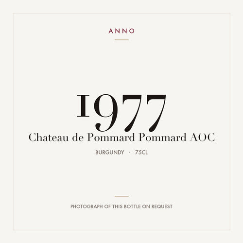 Chateau de Pommard Pommard 1977 AOC 0,75l from Burgundy — ANNO vintage card; photograph of the actual bottle available on request