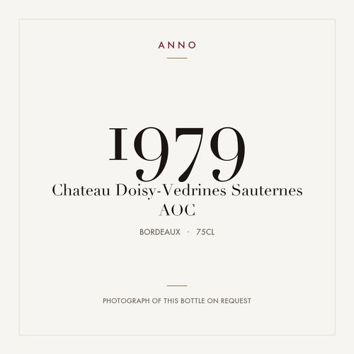 Chateau Doisy-Vedrines Sauternes 1979 AOC 0,75l from Bordeaux — ANNO vintage card; photograph of the actual bottle available on request