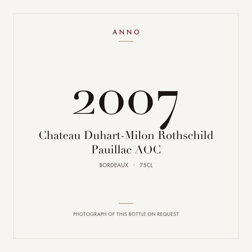 Chateau Duhart-Milon Rothschild Pauillac 2007 AOC 0,75l from Bordeaux — ANNO vintage card; photograph of the actual bottle available on request