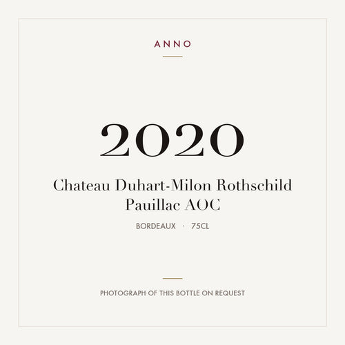Chateau Duhart-Milon Rothschild Pauillac 2020 AOC 0,75l from Bordeaux — ANNO vintage card; photograph of the actual bottle available on request