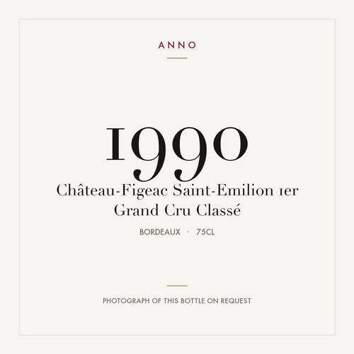 Chateau Figeac Saint-Emilion 1990 AOC 0,75l — card dell'annata ANNO; foto della bottiglia reale disponibile su richiesta