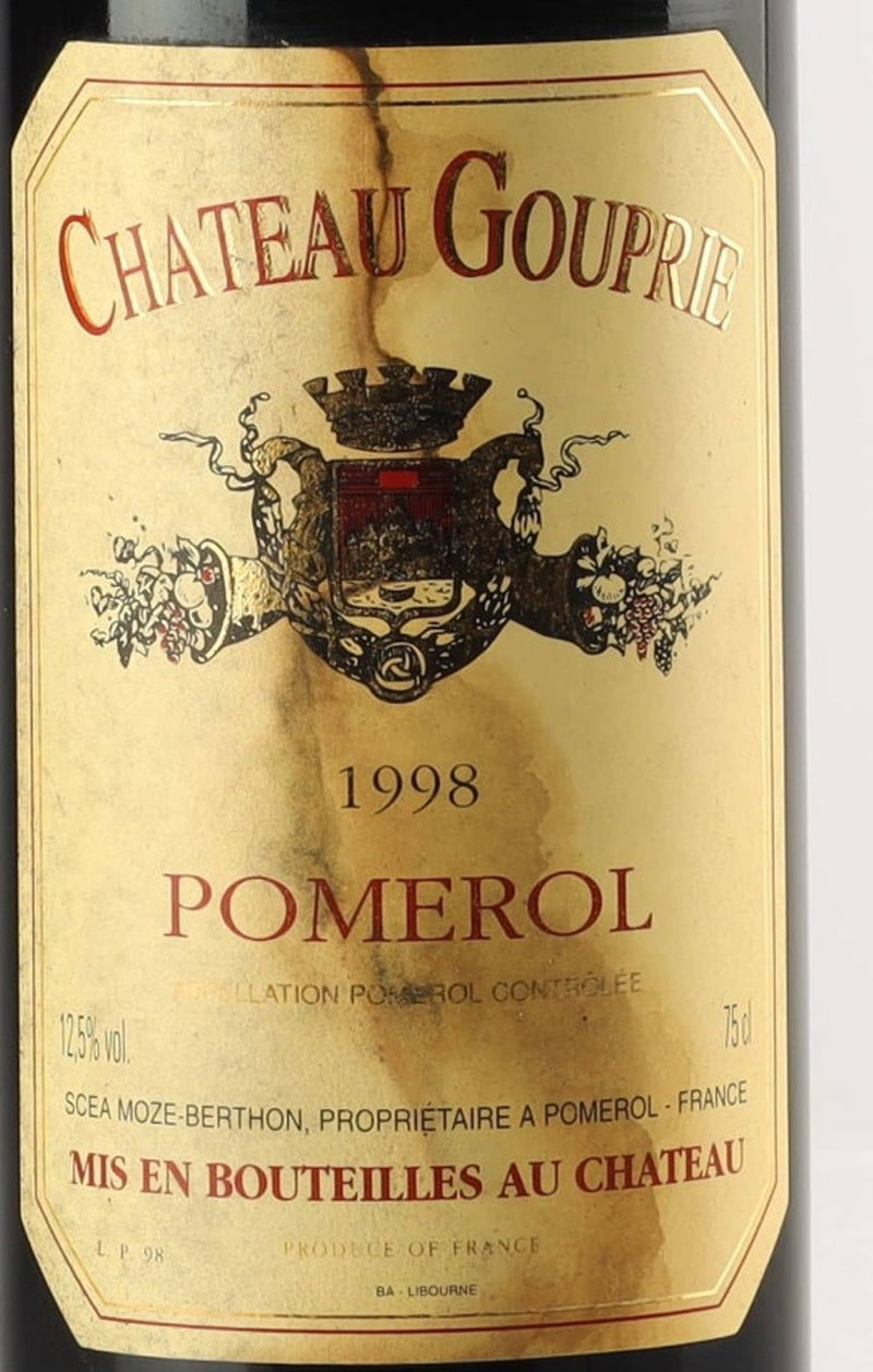 Chateau Gouprie Pomerol 1998 AOC 0,75l from Bordeaux — ANNO vintage card; photograph of the actual bottle available on request