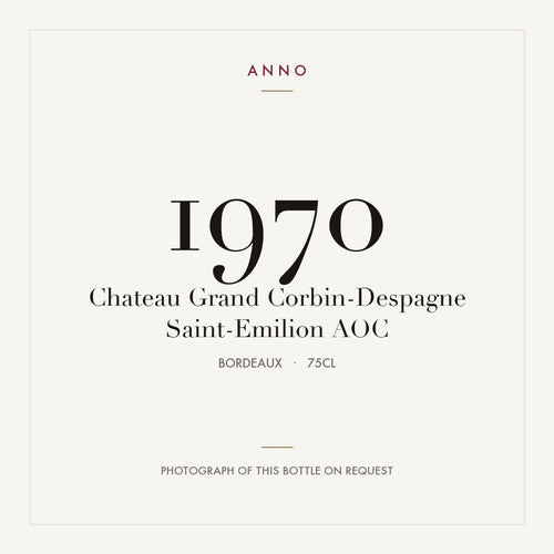 Chateau Grand Corbin-Despagne Saint-Emilion 1970 AOC 0,75l from Bordeaux — ANNO vintage card; photograph of the actual bottle available on request