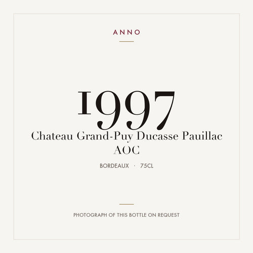 Chateau Grand-Puy Ducasse Pauillac 1997 AOC 0,75l from Bordeaux — ANNO vintage card; photograph of the actual bottle available on request