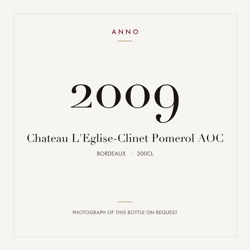 Chateau L'Eglise-Clinet Pomerol 2009 AOC 3l, Bordéus — cartão de colheita ANNO; fotografia da garrafa real disponível a pedido
