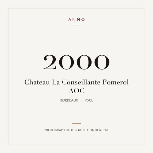 Chateau La Conseillante Pomerol 2000 AOC 0,75l from Bordeaux — ANNO vintage card; photograph of the actual bottle available on request