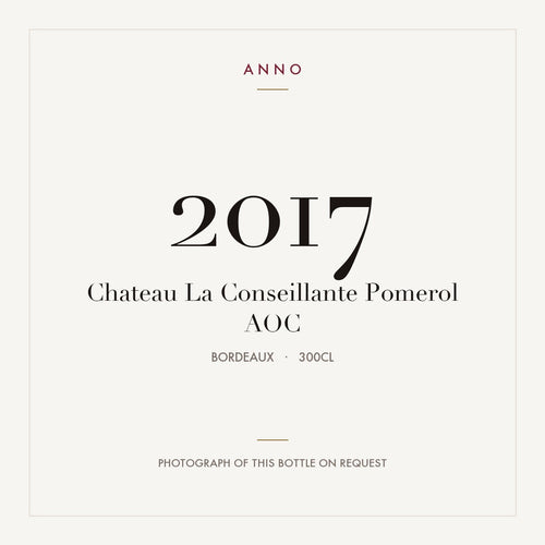 Chateau La Conseillante Pomerol 2017 AOC 3l from Bordeaux — ANNO vintage card; photograph of the actual bottle available on request