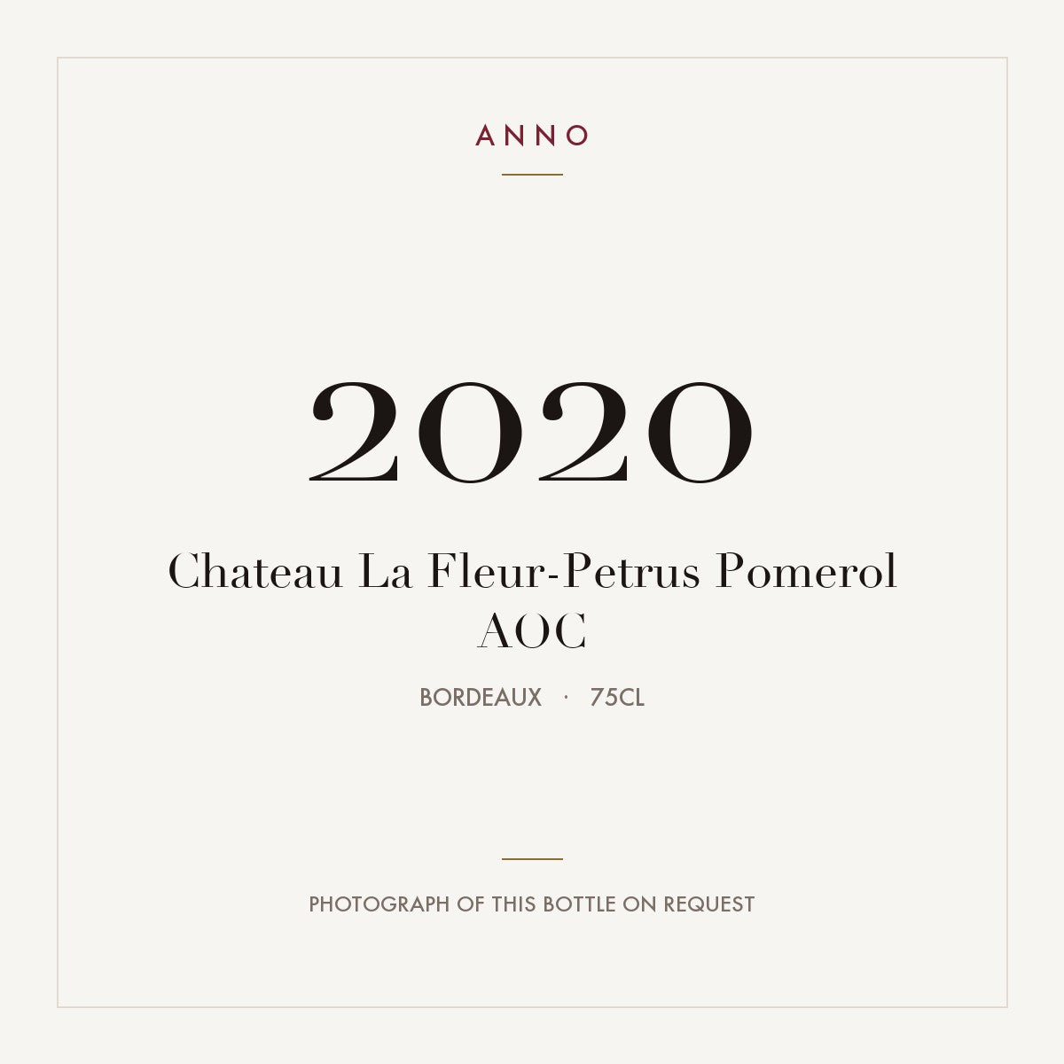 Chateau La Fleur-Petrus Pomerol 2020 AOC 0,75l from Bordeaux — ANNO vintage card; photograph of the actual bottle available on request
