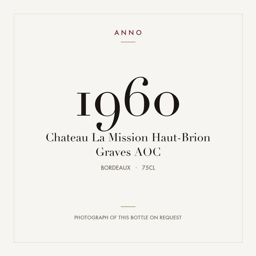 Chateau La Mission Haut-Brion Graves 1960 AOC 0,75l, Bordeaux — ANNO-jaargangkaart; foto van de echte fles op aanvraag
