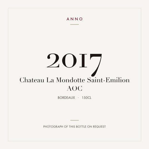 Chateau La Mondotte Saint-Emilion 2017 AOC 1,5l from Bordeaux — ANNO vintage card; photograph of the actual bottle available on request