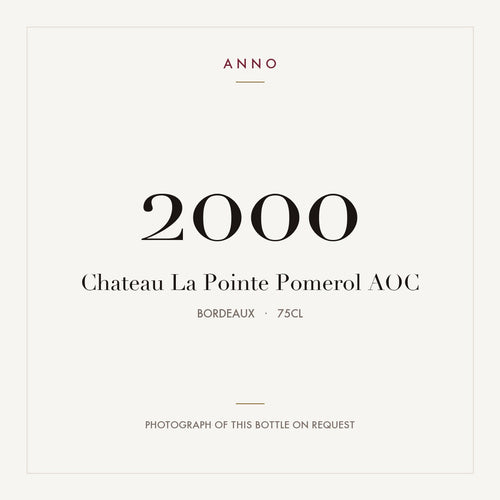 Chateau La Pointe Pomerol 2000 AOC 0,75l from Bordeaux — ANNO vintage card; photograph of the actual bottle available on request