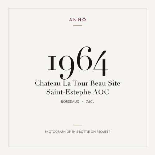 Chateau La Tour Beau Site Saint-Estephe 1964 AOC 0,75l from Bordeaux — ANNO vintage card; photograph of the actual bottle available on request