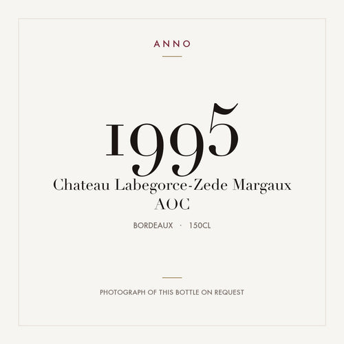 Chateau Labegorce-Zede Margaux 1995 AOC 1,5l from Bordeaux — ANNO vintage card; photograph of the actual bottle available on request