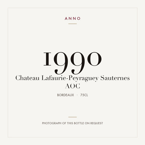 Chateau Lafaurie-Peyraguey Sauternes 1990 AOC 0,75l from Bordeaux — ANNO vintage card; photograph of the actual bottle available on request