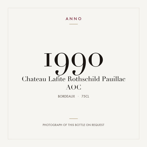 Chateau Lafite Rothschild Pauillac 1990 AOC 0,75l from Bordeaux — ANNO vintage card; photograph of the actual bottle available on request