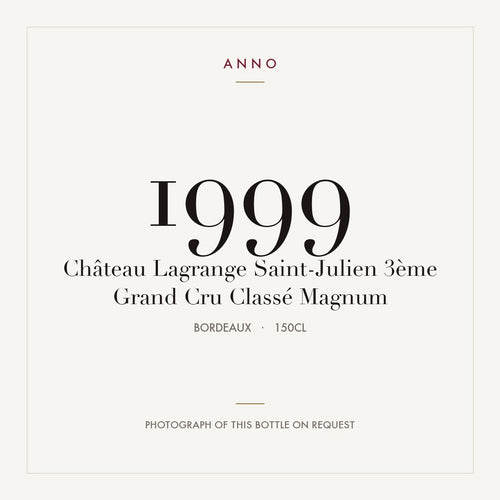 Chateau Lagrange Saint-Julien 1999 AOC 1,5l — карточка урожая ANNO; фото настоящей бутылки по запросу