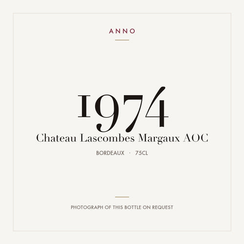 Chateau Lascombes Margaux 1974 AOC 0,75l from Bordeaux — ANNO vintage card; photograph of the actual bottle available on request