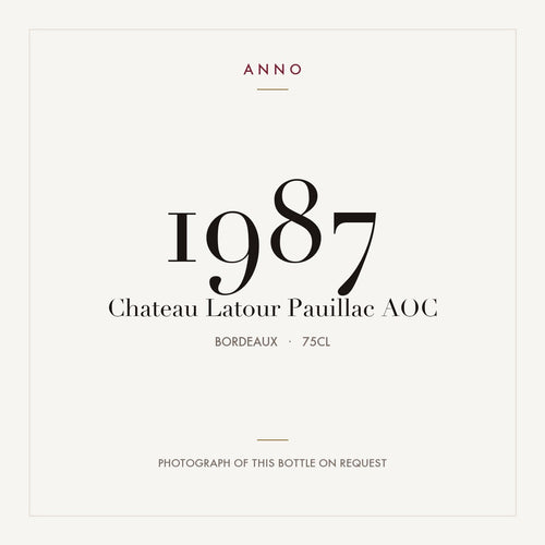 Chateau Latour Pauillac 1987 AOC 0,75l from Bordeaux — ANNO vintage card; photograph of the actual bottle available on request