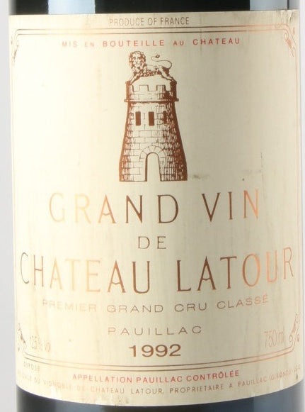 Chateau Latour Pauillac 1992 AOC 0,75l — wine label