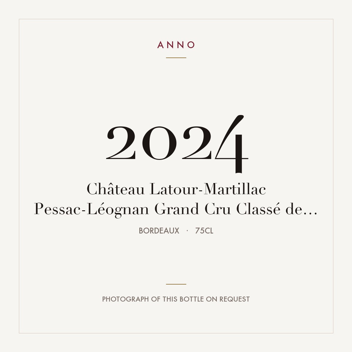 Chateau Latour-Martillac Pessac-Leognan Blanc 2024 AOC 0,75l — ANNO vintage card; photograph of the actual bottle available on request