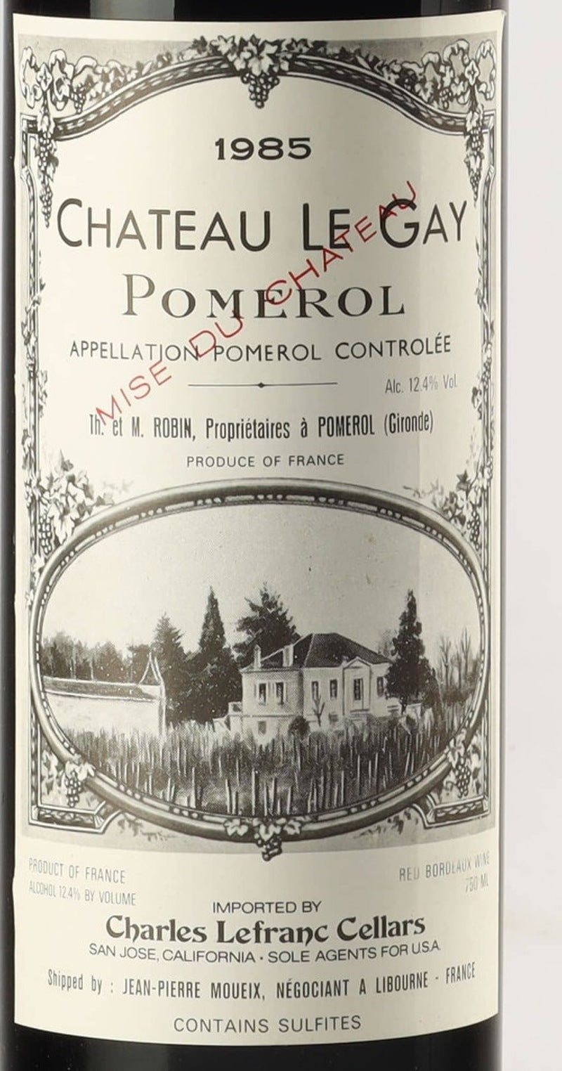 Chateau Le Gay Pomerol 1985 AOC 0,75l from Bordeaux — ANNO vintage card; photograph of the actual bottle available on request