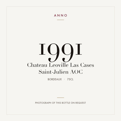 Chateau Leoville Las Cases Saint-Julien 1991 AOC 0,75l from Bordeaux — ANNO vintage card; photograph of the actual bottle available on request