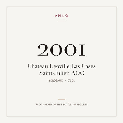 Chateau Leoville Las Cases Saint-Julien 2001 AOC 0,75l from Bordeaux — ANNO vintage card; photograph of the actual bottle available on request