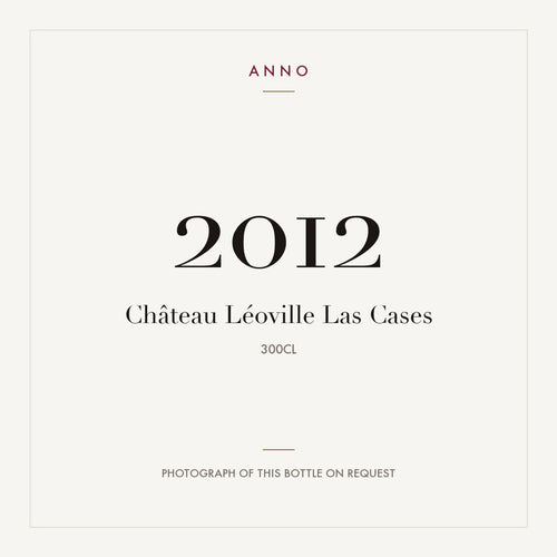 Chateau Leoville Las Cases Saint-Julien 2012 AOC 3l — carte millésime ANNO ; photo de la bouteille réelle disponible sur demande