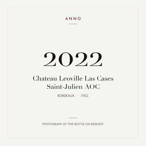 Chateau Leoville Las Cases Saint-Julien 2022 AOC 0,75l from Bordeaux — ANNO vintage card; photograph of the actual bottle available on request
