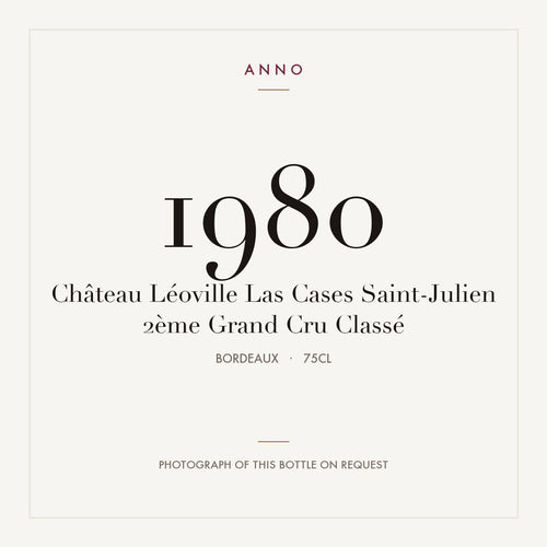 Chateau Leoville Las Cases Saint-Julien 1980 AOC 0,75l — ANNO vintage card; photograph of the actual bottle available on request