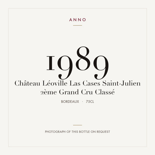 Chateau Leoville Las Cases Saint-Julien 1989 AOC 0,75l — ANNO vintage card; photograph of the actual bottle available on request