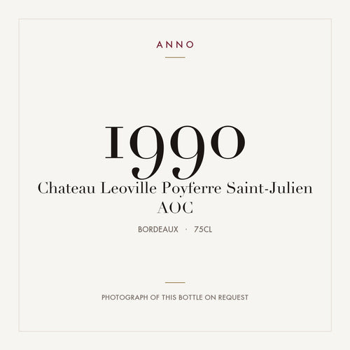 Chateau Leoville Poyferre Saint-Julien 1990 AOC 0,75l from Bordeaux — ANNO vintage card; photograph of the actual bottle available on request