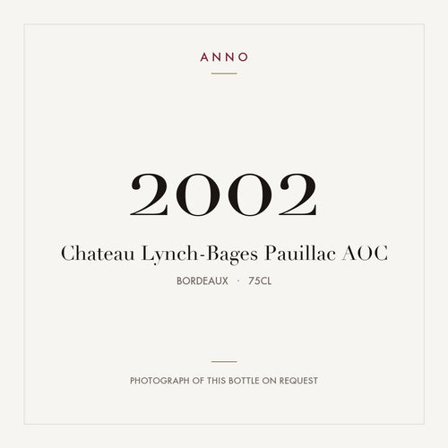 Chateau Lynch-Bages Pauillac 2002 AOC 0,75l from Bordeaux — ANNO vintage card; photograph of the actual bottle available on request