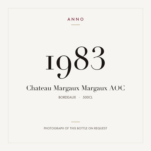 Chateau Margaux Margaux 1983 AOC 5l, Bordeaux — ANNO-Jahrgangskarte; Foto der tatsächlichen Flasche auf Anfrage