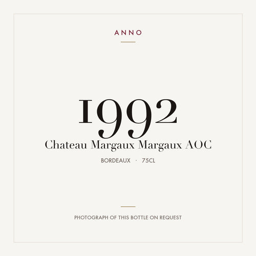 Chateau Margaux Margaux 1992 AOC 0,75l from Bordeaux — ANNO vintage card; photograph of the actual bottle available on request
