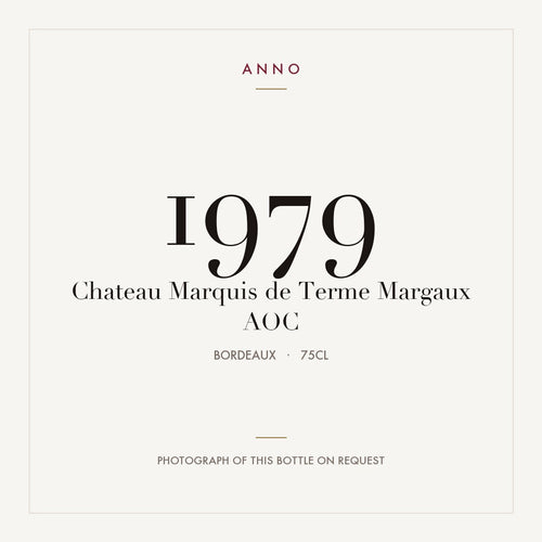 Chateau Marquis de Terme Margaux 1979 AOC 0,75l from Bordeaux — ANNO vintage card; photograph of the actual bottle available on request