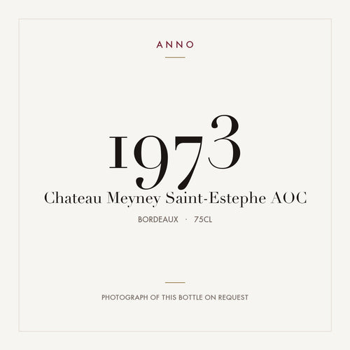 Chateau Meyney Saint-Estephe 1973 AOC 0,75l from Bordeaux — ANNO vintage card; photograph of the actual bottle available on request