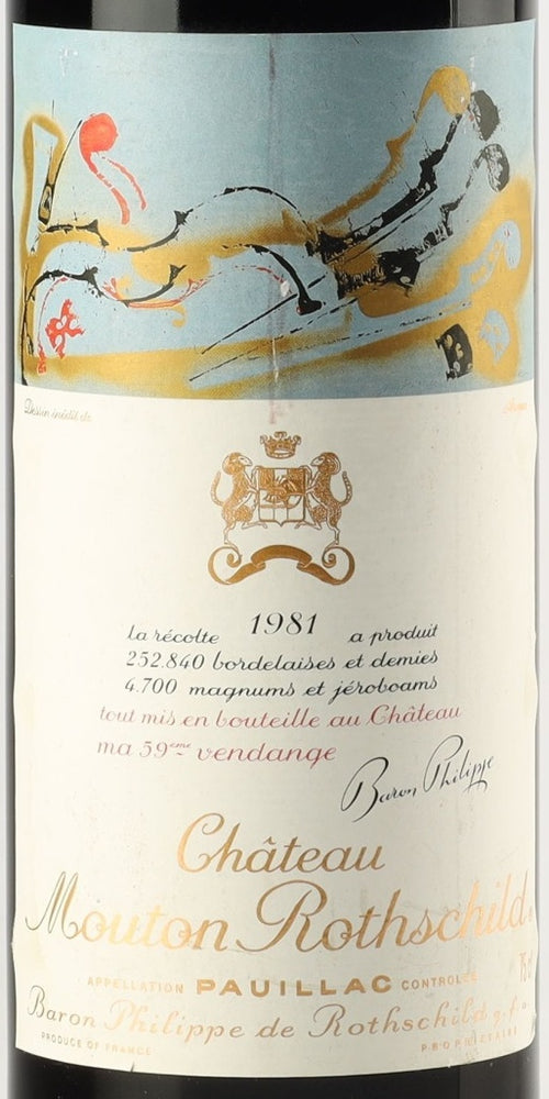 Chateau Mouton Rothschild Pauillac 1981 AOC 0,75l — etiqueta del vino