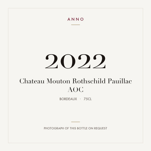 Chateau Mouton Rothschild Pauillac 2022 AOC 0,75l from Bordeaux — ANNO vintage card; photograph of the actual bottle available on request